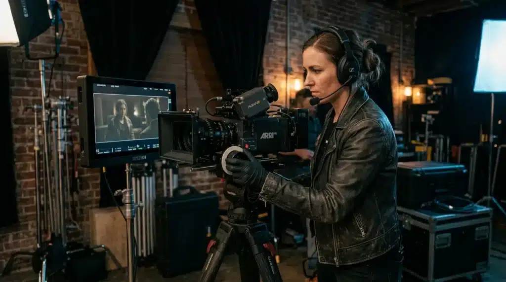 Cinéaste opérant caméra ARRI en studio de production
