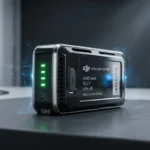 Batterie DJI intelligente avec indicateurs LED verts sur bureau